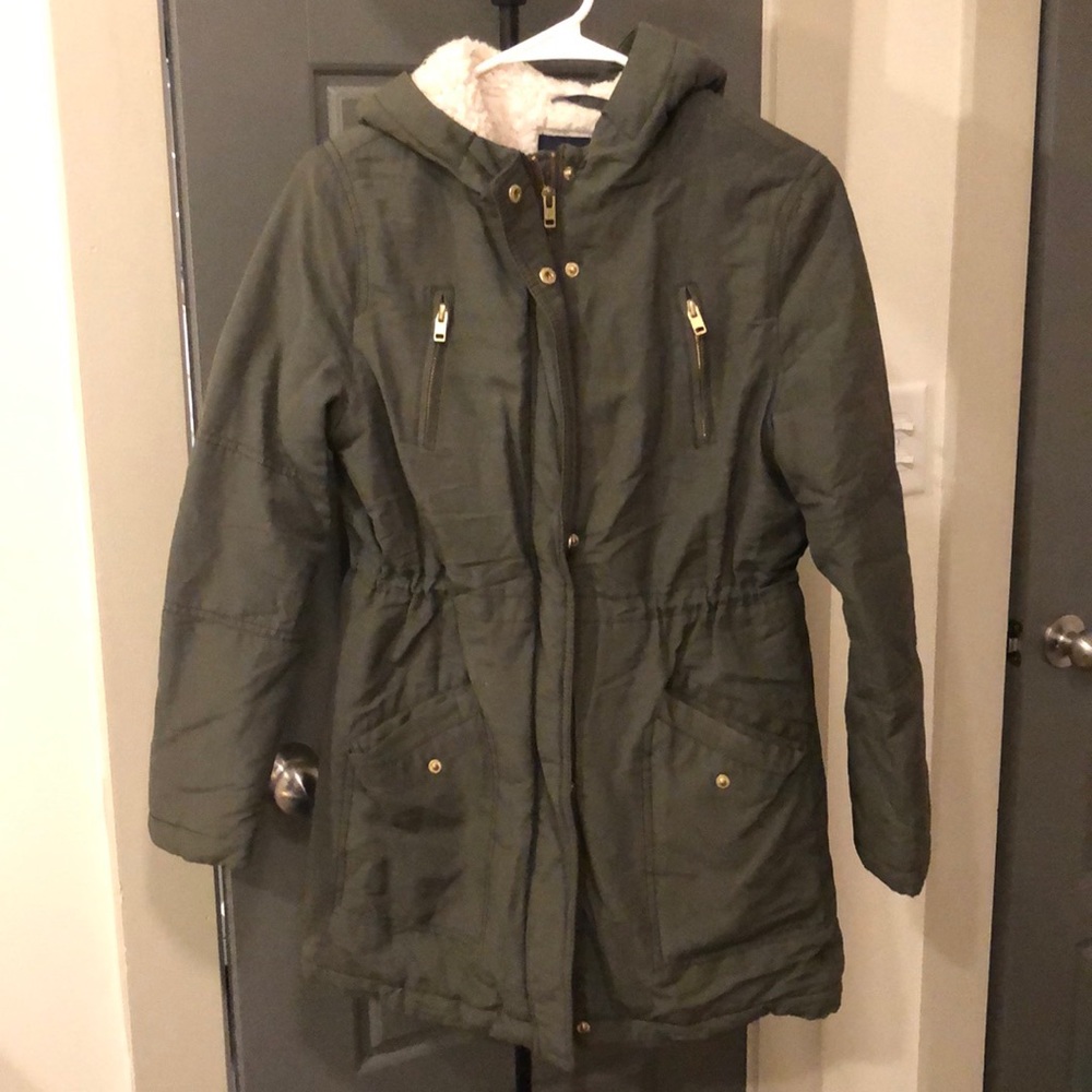 Green, warm winter coat!